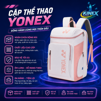Balo Cầu Lông YN1408 Size Lớn – Chống Nước, Ngăn Đựng Giày & Vợt Riêng, Phong Cách Hiện Đại